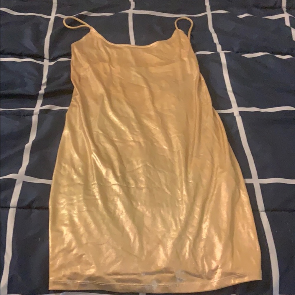 forever 21 gold bodycon shimmery dress
